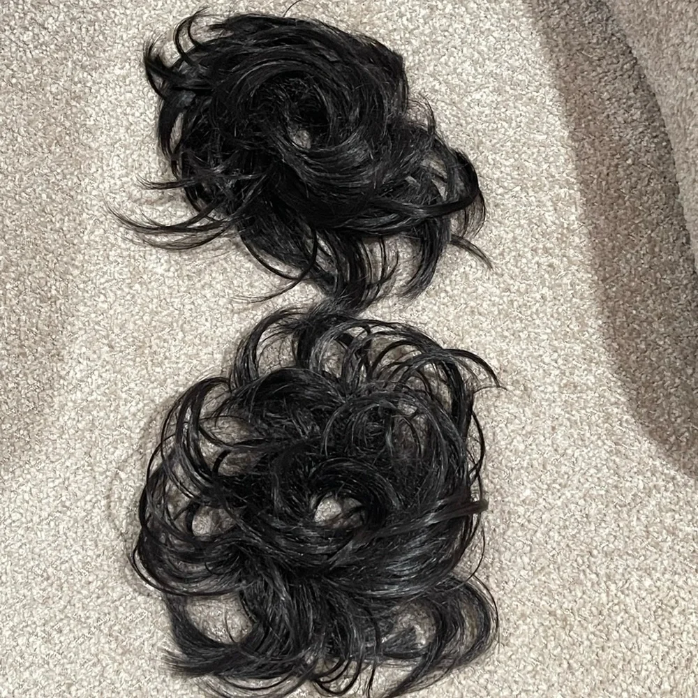 Women’s 2 wavy black messy bun hair piece